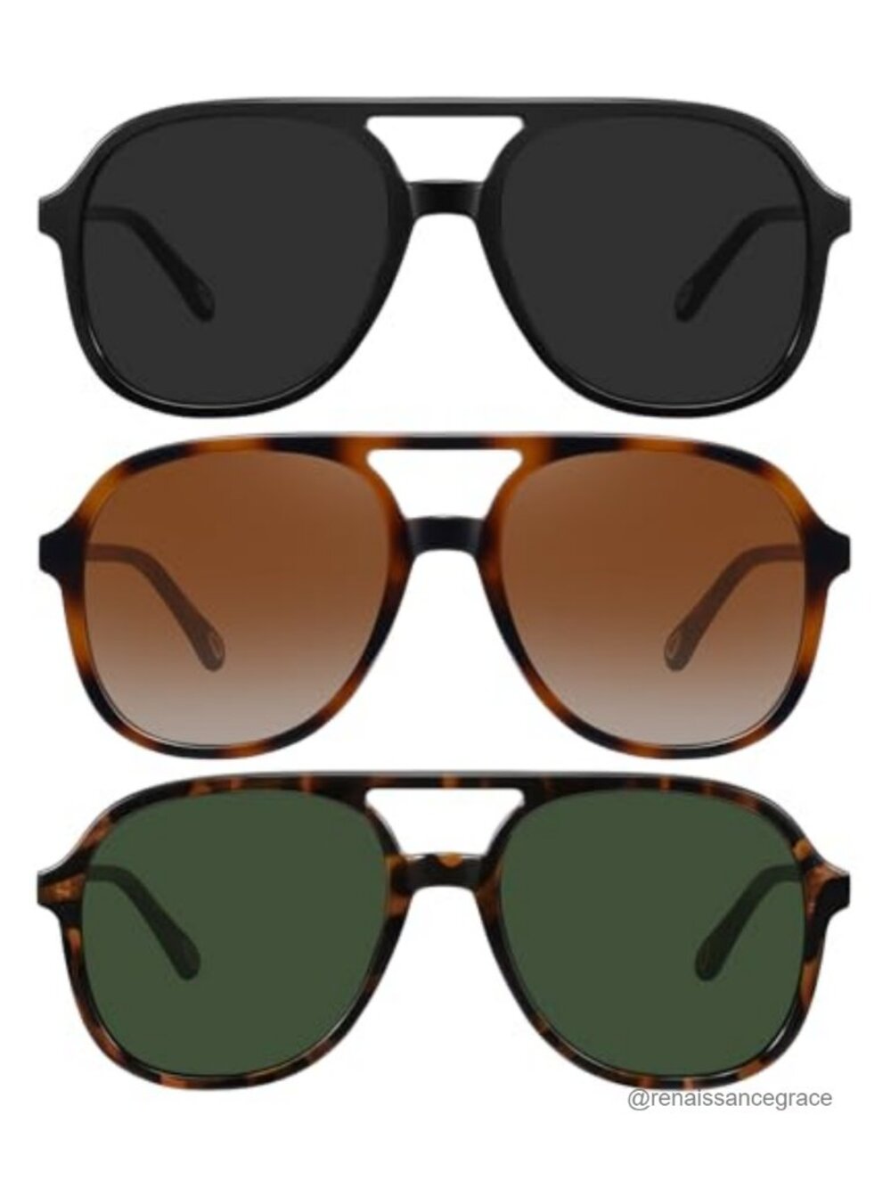 Retro 70s Oversized Aviator Sunglasses 3 Pack UV400 Lightweight Unisex